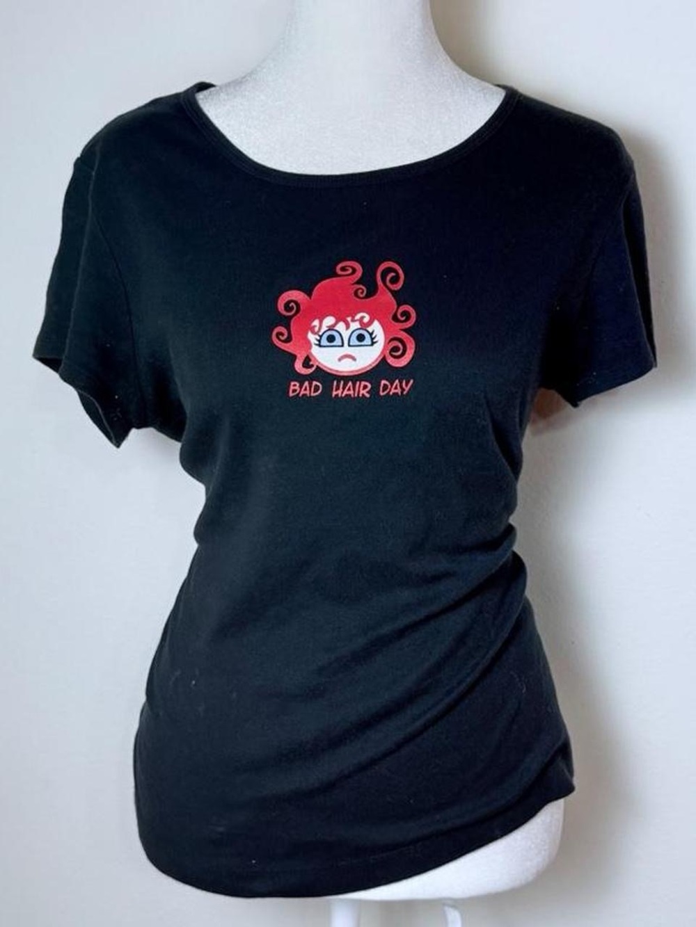 Women’s Black 'Bad Hair Day' Graphic Tee